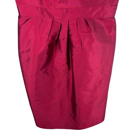 Adrianna Papell Rosette Pleated Red Cocktail Dress Women's 14 Party Holiday Glam - Picture 3 of 13